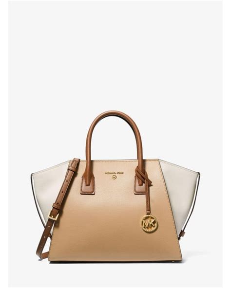 michael michael kors avril large pebbled leather top-zip satchel|michael kors april leather satchel.